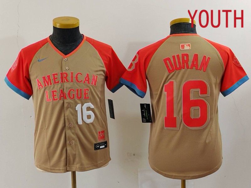 Youth Boston Red Sox #16 Duran Orange All star 2024 Nike MLB Jersey style 5->youth nfl jersey->Youth Jersey